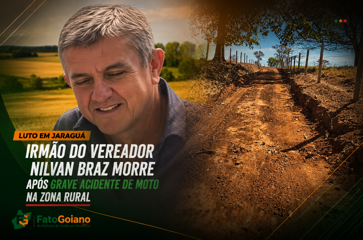 Motociclista morre após grave acidente na zona rural de Jaraguá; vítima era irmão do vereador Nilvan Brás